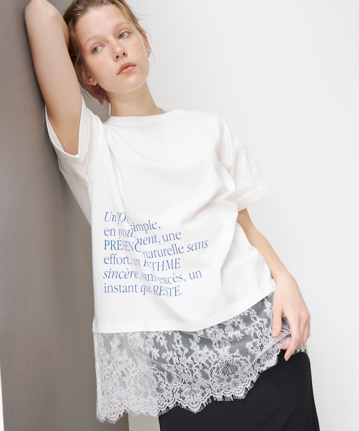 レースドッキング プリント Tシャツ 【限定展開】