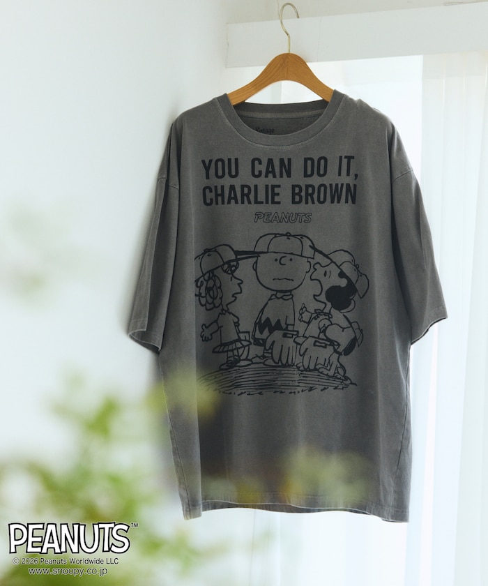 PEANUTS YOU CAN DO IT フロント プリント 半袖 Tシャツ