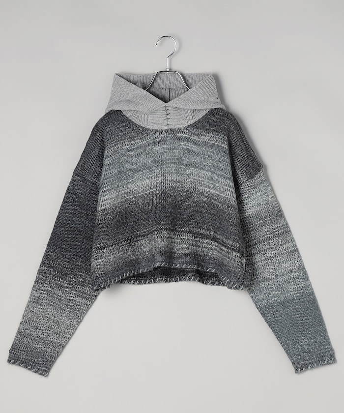 【automills】 SPACY HOODED PARKA COLOR MIX YARN / ニットフーディ / AM-K0307 【automills】 SPACY HOODED PARKA COLOR MIX YARN / ニットフーディ / AM-K0307