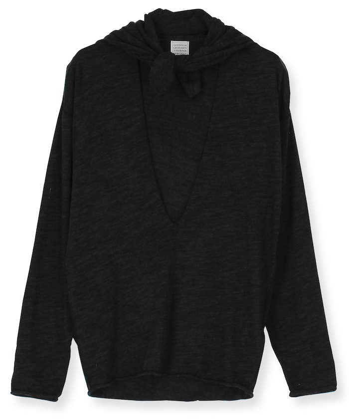 Extra Soft Wool Loopback Jersey Deep V Neck Long Sleeve Pull Over / 深Vネックニットプルオーバー