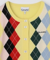 GANNI/Cashmere Wool Mix Cardigan / K2533 / アーガイル柄 カシミヤ 