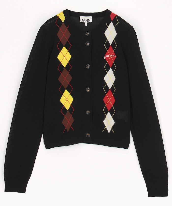 Light Cotton Argyle Cardigan【限定展開】