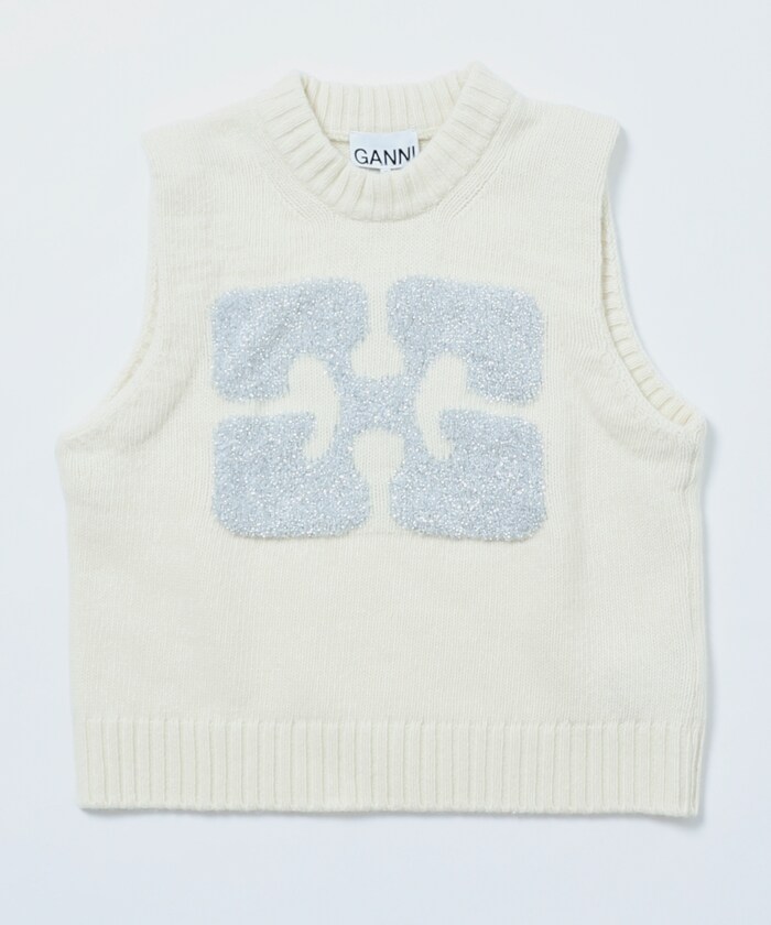 GANNI Graphic Wool Mix Vest ニットベスト