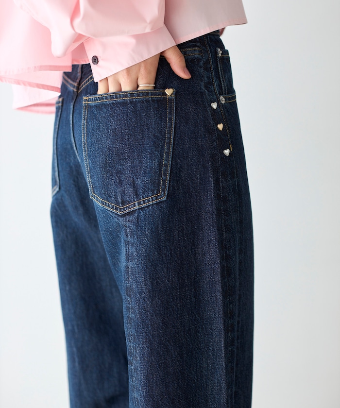 【3月11日12:00発売】ハートスタッズ カーヴィーデニム / ワイドシルエット