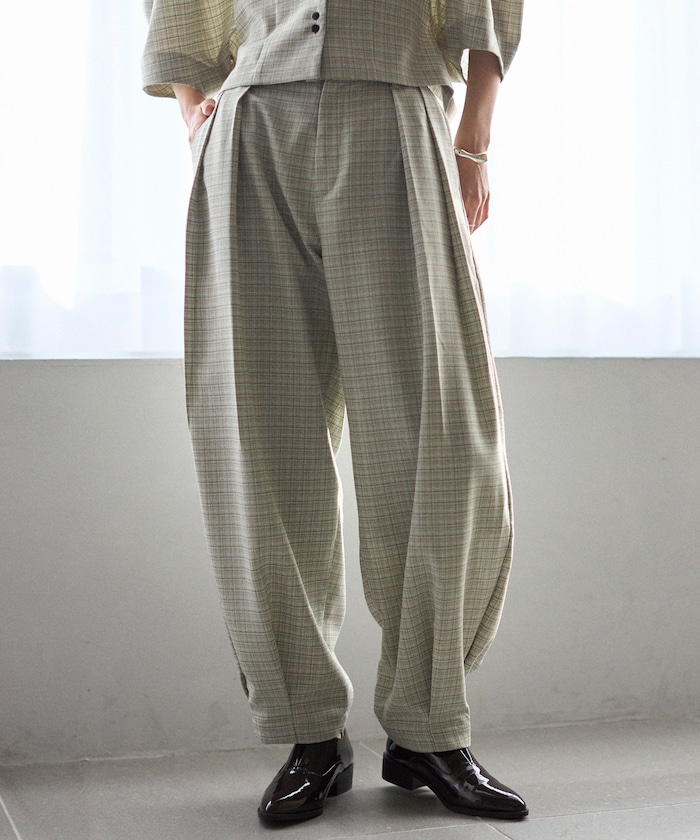 カラミチェック カーヴィーパンツ / セットアップ対応