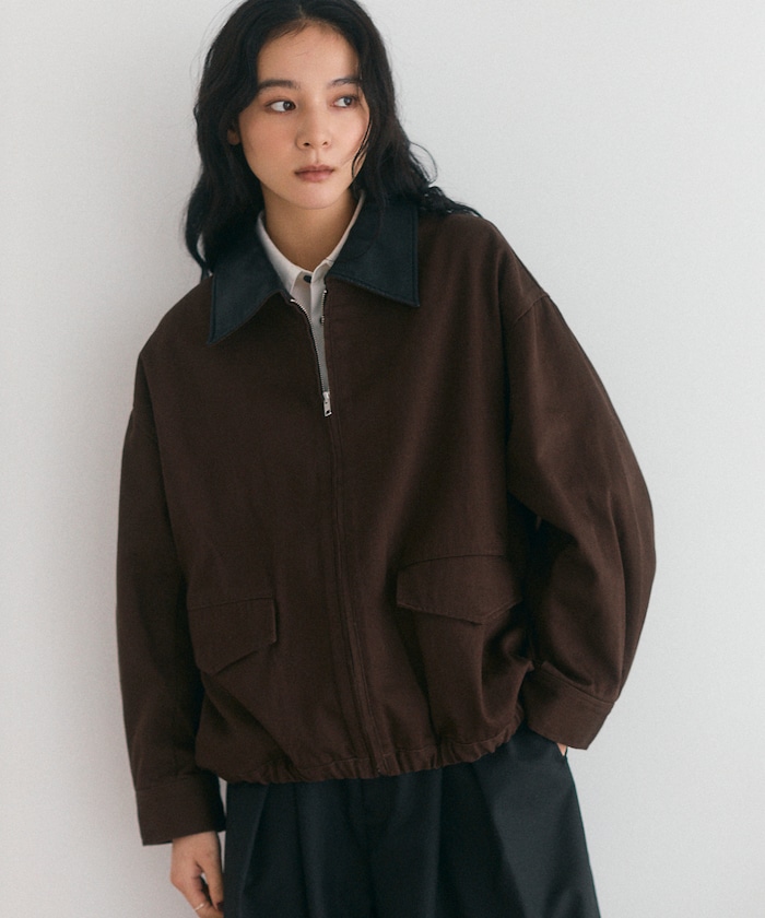 襟異素材ツイルブルゾン 【限定展開】