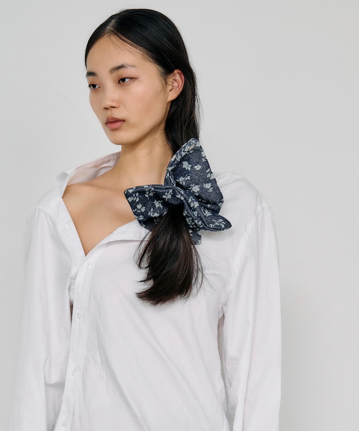 Floral Denim Square Scrunchie【限定展開】