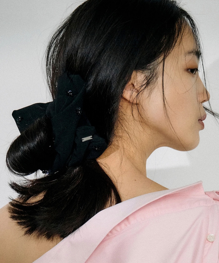 Beaded Flower Square Scrunchie【限定展開】