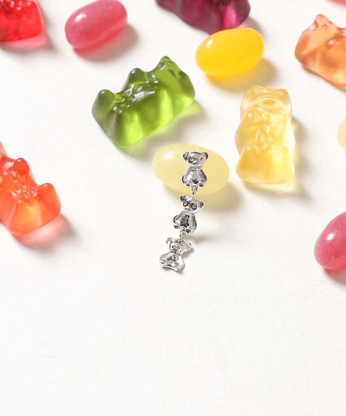SILVER925 BEAR 3連ピアス【限定展開】/片耳