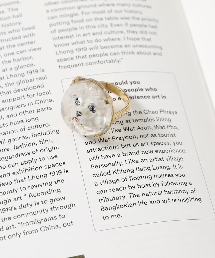 vintage glass dog ring dome / BA25H-FH01A / ヴィンテージ ガラス イヌ リング