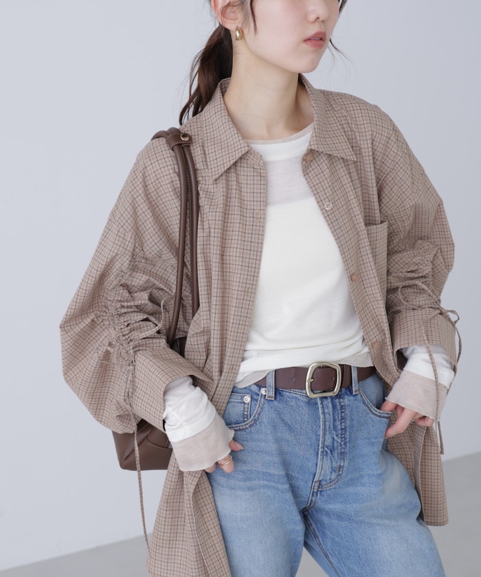 【3月16日 12：00～販売開始 】袖シャーリングオーバーシャツ