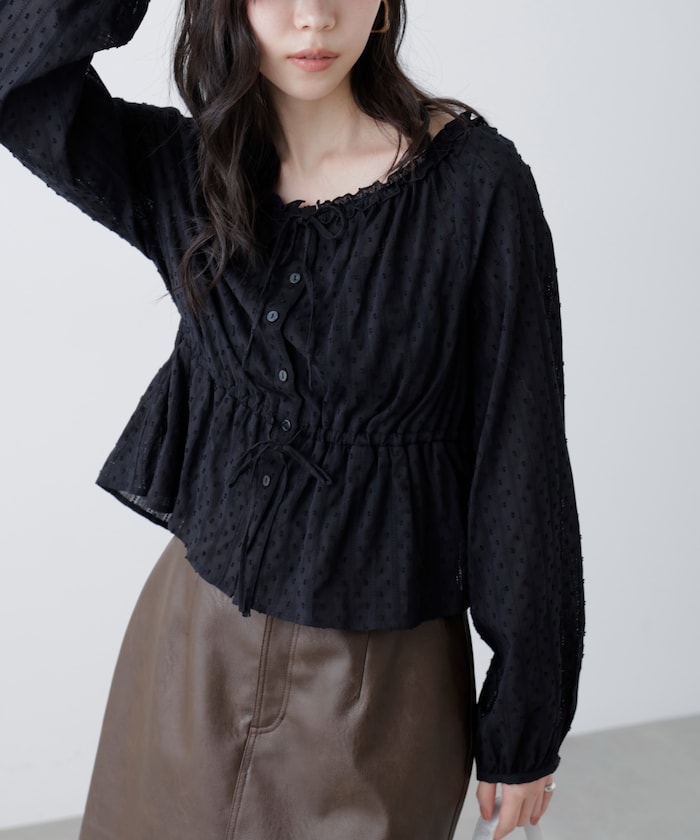 【3月16日 12：00～販売開始 】コットンレースペプラムブラウス