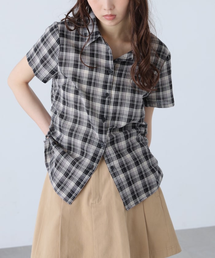 ドロストチェックシャツ