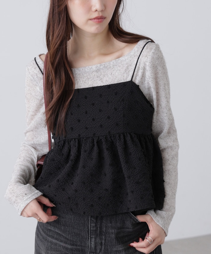 【3月16日 12：00～販売開始 】ドットジャガードキャミソールビスチェ