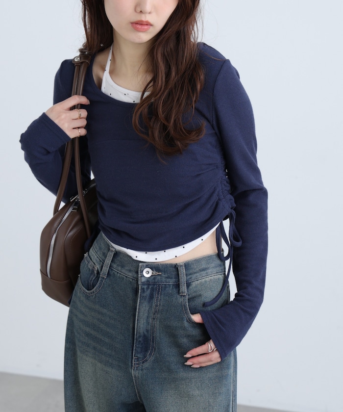 【3月16日 12：00～販売開始 】ホルターネックレイヤードサイドドロストカットソー