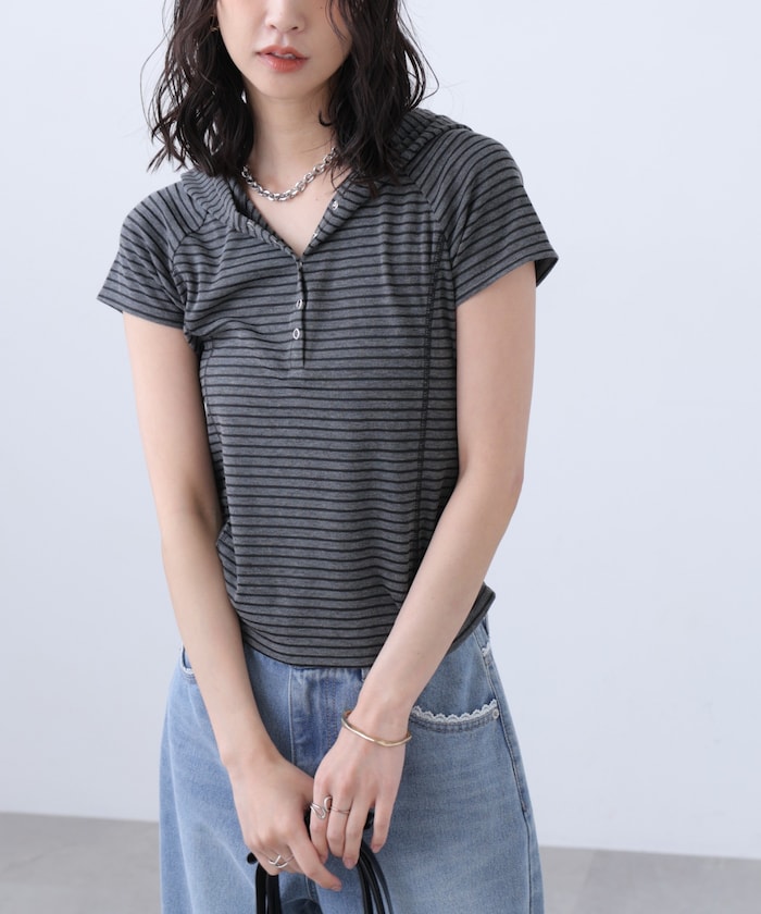 スキッパー半袖カットソーフーディー