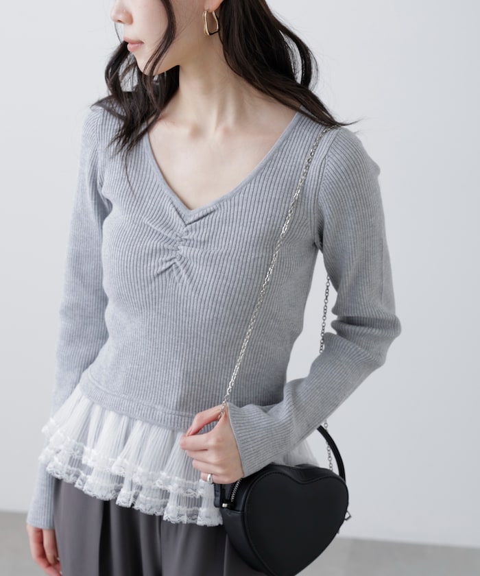 【3月16日 12：00～販売開始 】レイヤードデザインリブニット