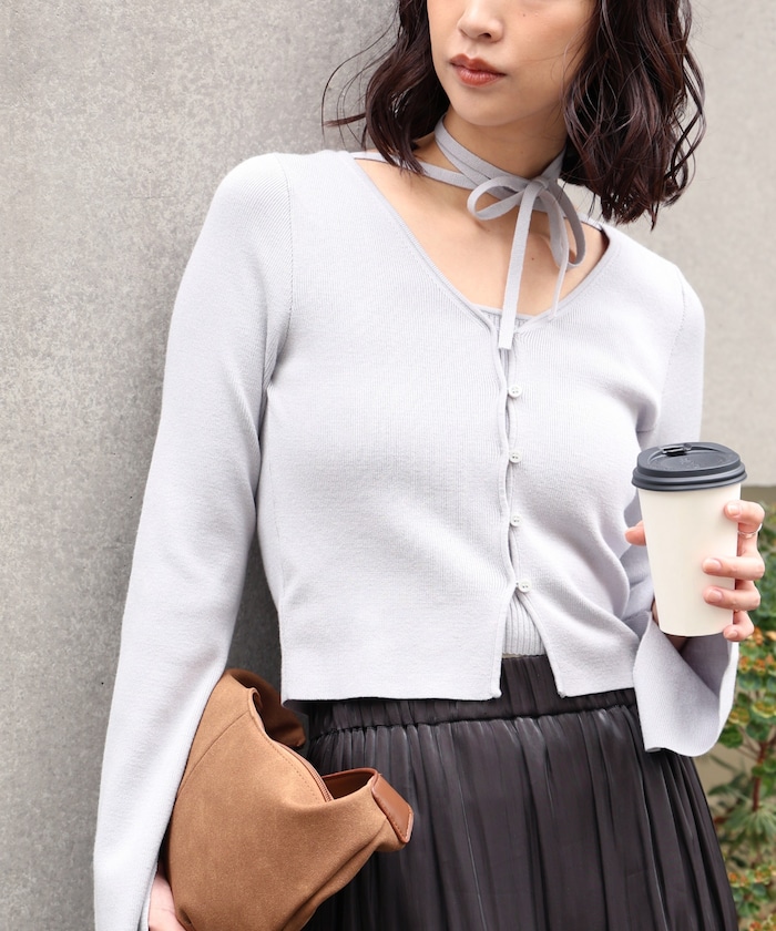 【3月16日 12：00～販売開始 】キャミレイヤードニットカーディガン