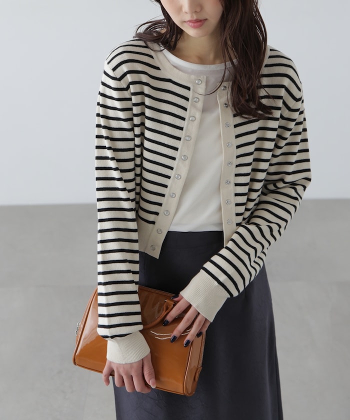 【3月16日 12：00～販売開始 】ドットボタンクルーネックカーディガン