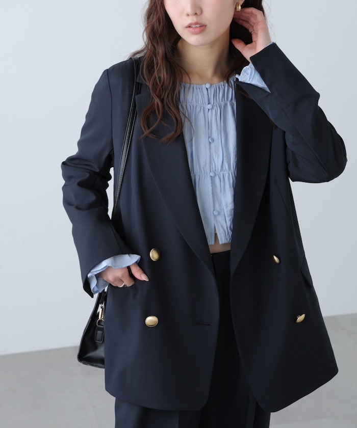 【3月16日 12：00～販売開始 】梳毛調合繊ダブルブレストジャケット