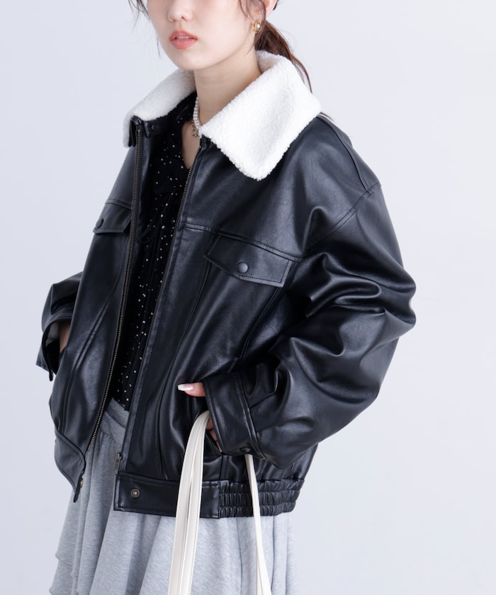 内ボア ショート丈 レザージャケット